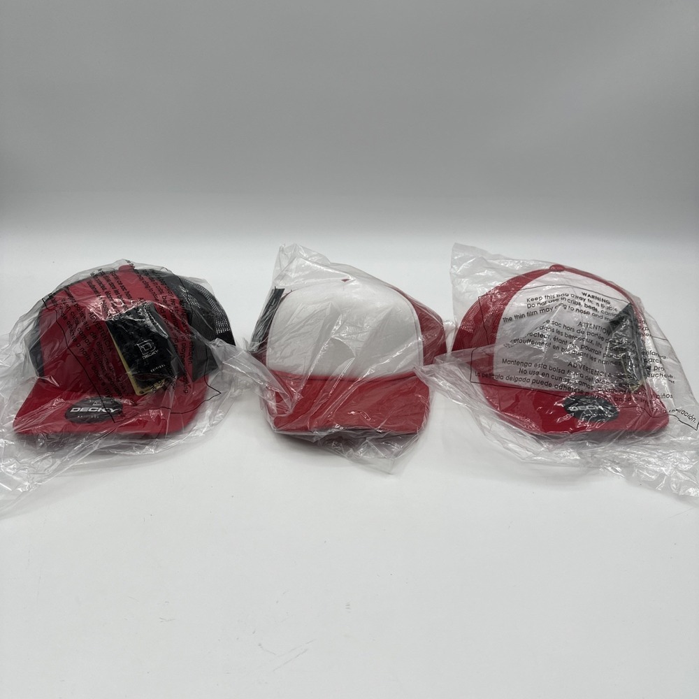 2‎ Decky Original Blank Flat Bill Trucker Cap Mesh Snapback Hat & 1 Chokolid NWT